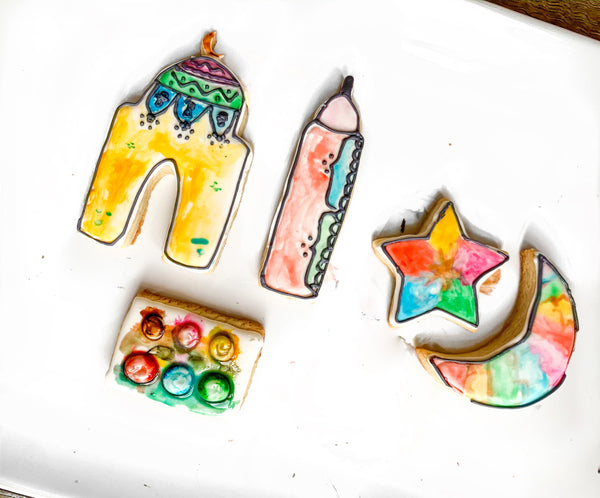 PYO islamic cookies , kids craft, ready to paint, two mosque one moon and one star cookies. Paint your own cookies