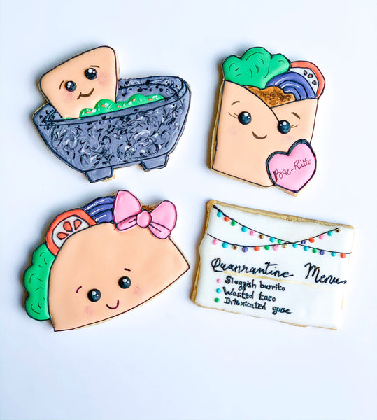 Taco Cookies - Taco party sugar cookies - fun mexican themed party favor gift set cookies